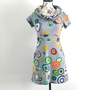 Koia Grey Multicolour Pop Art Spiral Print Mini Dress – Size Small